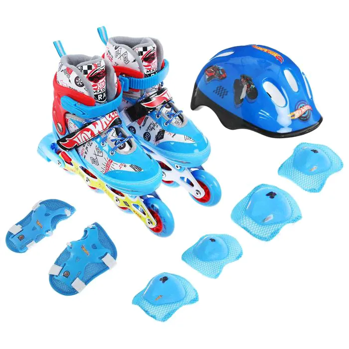 Коньки ролик,Hot Wheels кол PU,кол.со светом,в комплекте с защитой и шлемом ХS (26-29)
