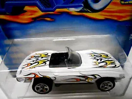 Hot Wheels '65 Corvette White/w Flames 2001 Card 109
