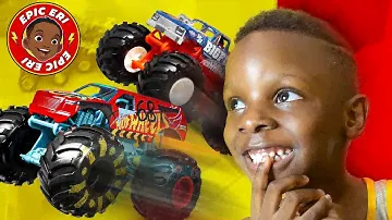 RACING Hot Wheels Monster Trucks, GLOW IN THE DARK Bigfoot and Scorpedo!