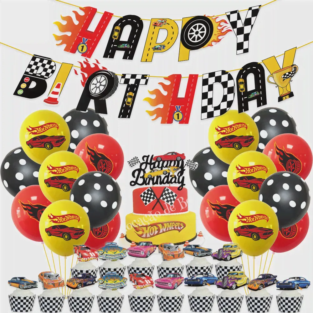 Hot Wheels Гоночная Тема Латексный Воздушный Шар С Днем Рождения Баннер Баллон Торт Топпер Костюм Гоночный Декор Для Вечеринки Балон Для Мальчика