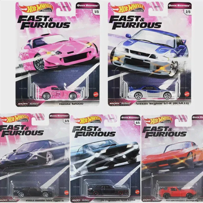 Автомобили серии Hot Wheels Fast and Furious Honda S2000 Nissan Skyline Gtr33 2003 Honda Nsx 70 Plymouth Aar Cuda Corvette-0