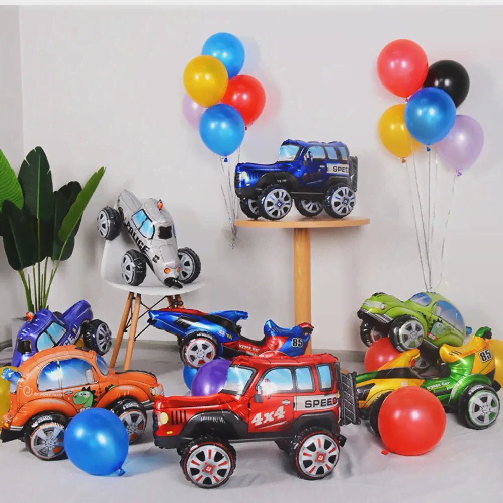 1-2ШТ 4D Гоночные Воздушные Шары Автомобильный Воздушный Шар Hot Wheels Вечерние Фольгированный Воздушный Шар Для Душа Ребенка Детский Подарок Мальчику Гоночная Тема Украшение На День Рождения