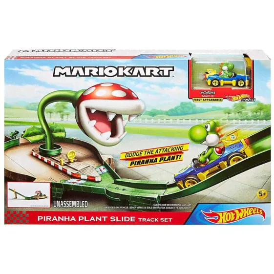 Трек Hot Wheels Mario kart "Растение-пиранья" - Mattel - В комплекте: трасса, растение-пиранья, спусковой механизм, машинка с водителем.-2