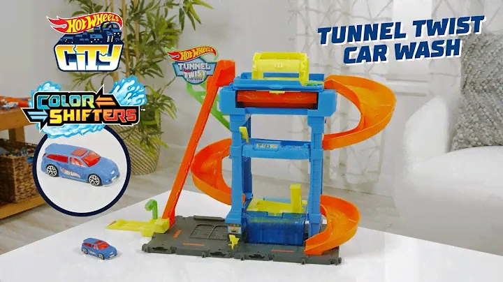 Hot Wheels City Tunnel Twist Car Wash - مجموعة لعب محطة غسيل السيارات بالنفق الملتوي من هوت ويلز