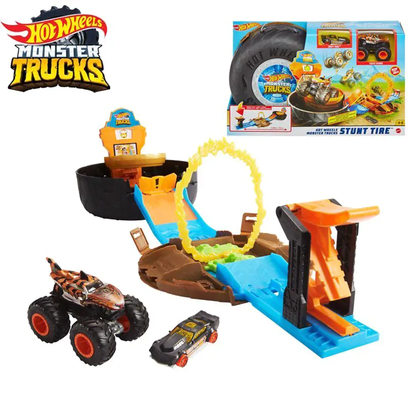 Игрушечный трек Mattel Hot Wheels Монстр Трак Трюкова арена STUNT TIRE TIGER SHARK/DRIFT ROD-0