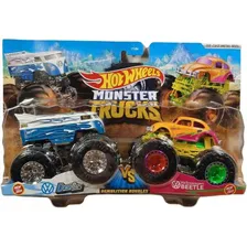 Набор машин Hot Wheels Монстр-Трак Взаимное уничтожение Пламя и Лед Drag Bus VS Volkswagen Beetle HNX28