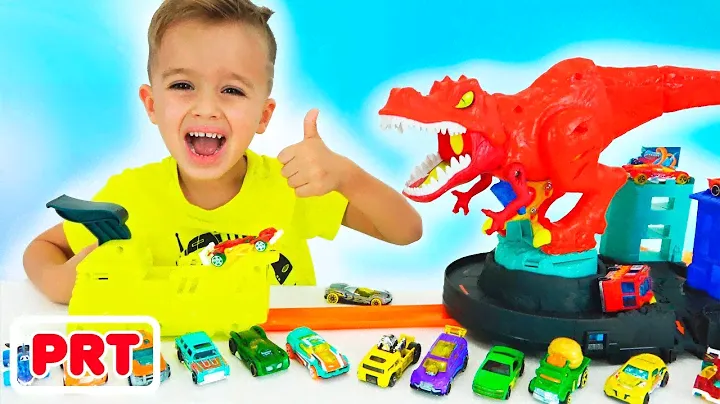 Vlad e Nikita brincam com a Toy Cars Hot Wheels City