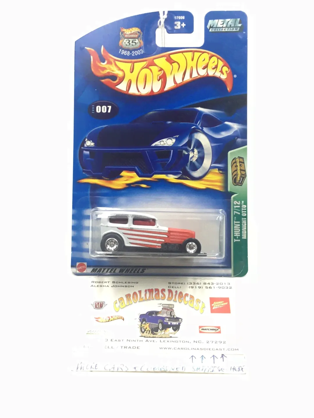2003 Hot Wheels #7 Midnight Otto Treasure Hunt real riders BB5-0