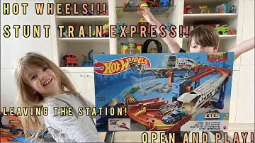 HOT WHEELS STUNT TRAIN EXPRESS!  OPEN AND PLAY!  THE TRAIN IS LEAVING THE STATION, DO MISS THIS ONE!