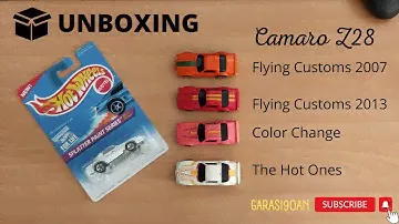 Unboxing Hot Wheels Camaro Z28 Vintage Flying Customs, The Hot Ones, Color Change Blackwall Redline