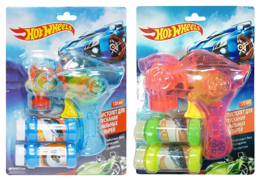 Пистолет с мыльными пузырями Hot Wheels (свет), 120 мл